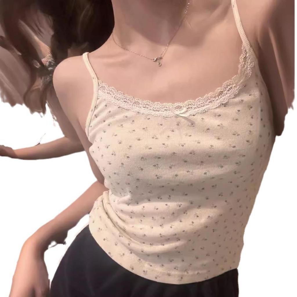 Women's Slim-Fit Floral U-Neck Cropped Top, Short-Sleeve Summer 2025 Design