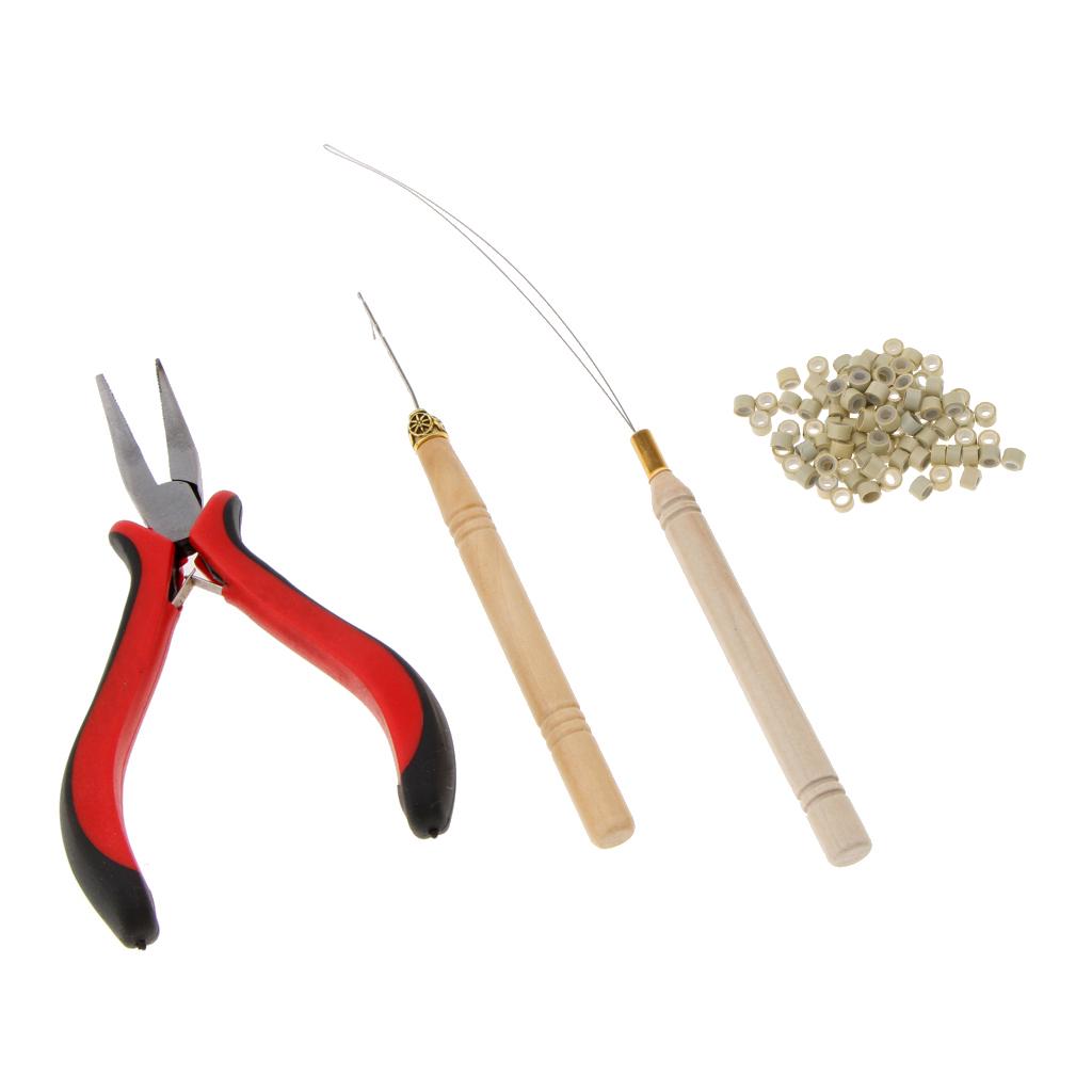 Набор инструментов для наращивания волос, плоскогубцы, набор крючков, 100 шт., силиконовые микробусины