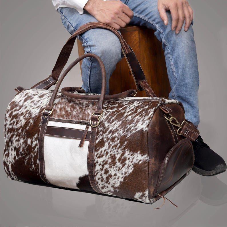Leather Duffel Bag Mens Leather Travel Duffle for Men and Women Weekender Bag Overnight Duffle Groomsmen Gift Holdall Bag Hairon Duffle
