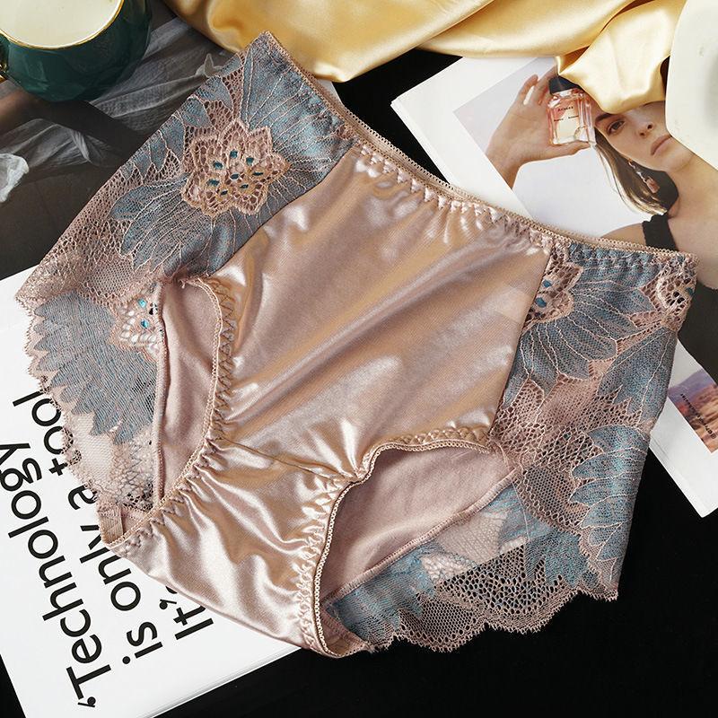 New Women Lace Flowers Panties Sexy Hollow Temptations Silk Breathable Underwear Tummy Mid Waist Butt Lift Panties Intimate Panties