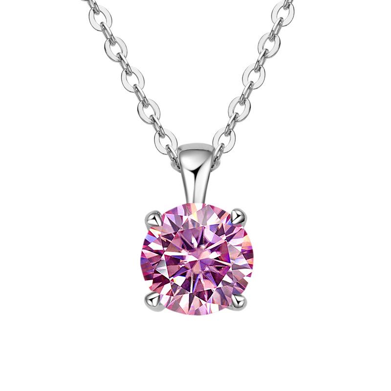 JoyceJelly Classic Four Prong 1ct Moissanite Necklace Women's 925 Silver Plated Gold Pendant Luxury Fine Jewelry