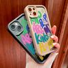 Для iPhone 16 15 14 13 12 11 Pro Max XS Max XR X SE 8 7 интересный цветной английский узор мягкий силиконовый полный защитный чехол для телефона