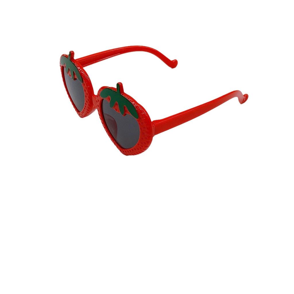 Модные детские солнцезащитные очки, милые детские солнцезащитные очки для девочек, солнцезащитный крем с защитой от ультрафиолета, вогнутая форма, клубника, декоративные очки