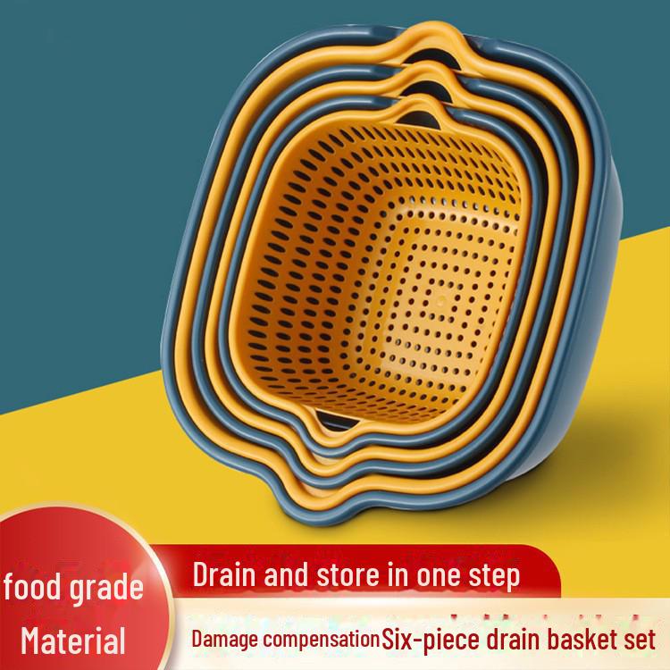 Многофункциональная двухслойная корзина для мытья фруктов и овощей