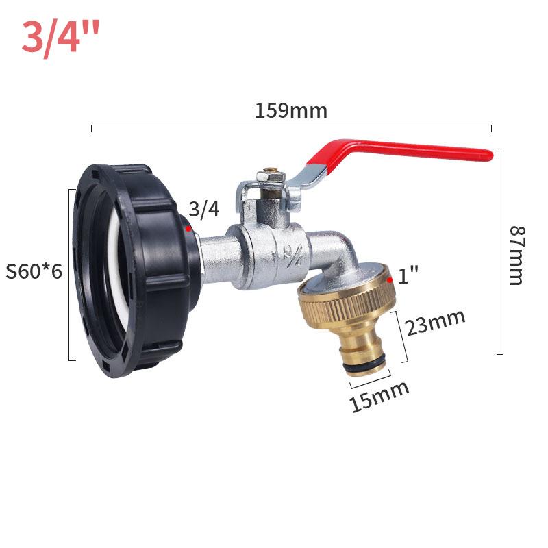 S60 Крупная резьба Соединитель для крана IBC-бака 1/2" 3/4'' Адаптер для водопроводной муфты Фитинг для водяного бака Сменный клапан для садового крана