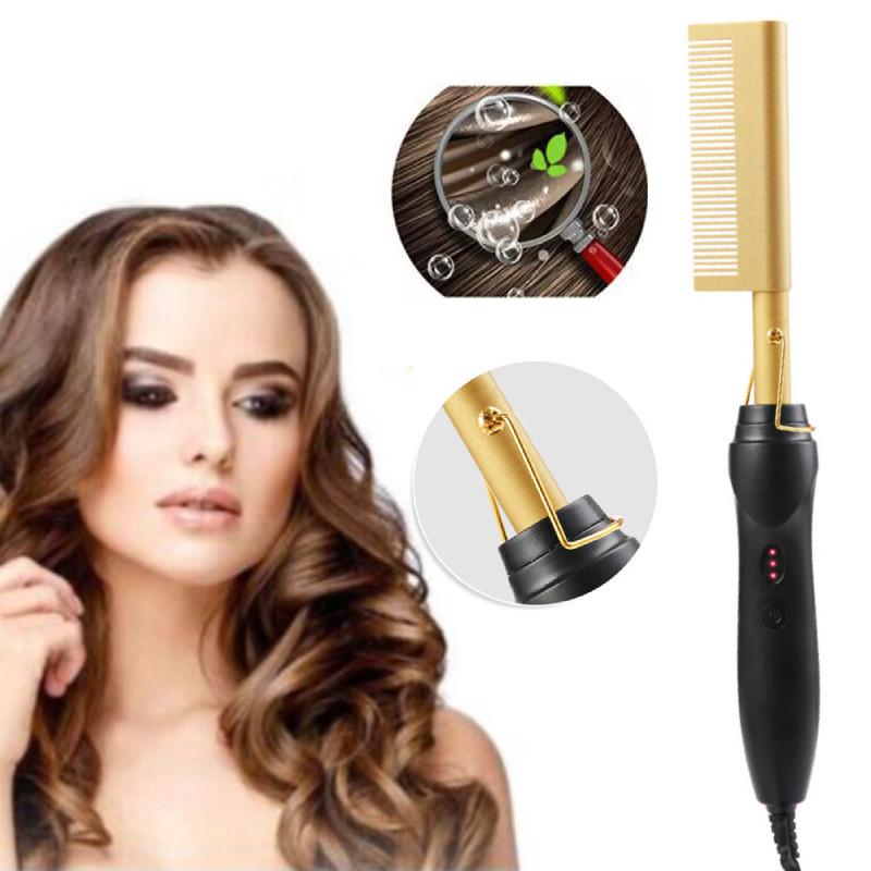 Hair Hot Comb Straightener Professional Press Comb Electric Curler Portable