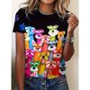 2024 Summer New Women's 3D Digital Printed T-shirt Creative Animal Pattern Round Neck Casual Short Sleeve Loose
