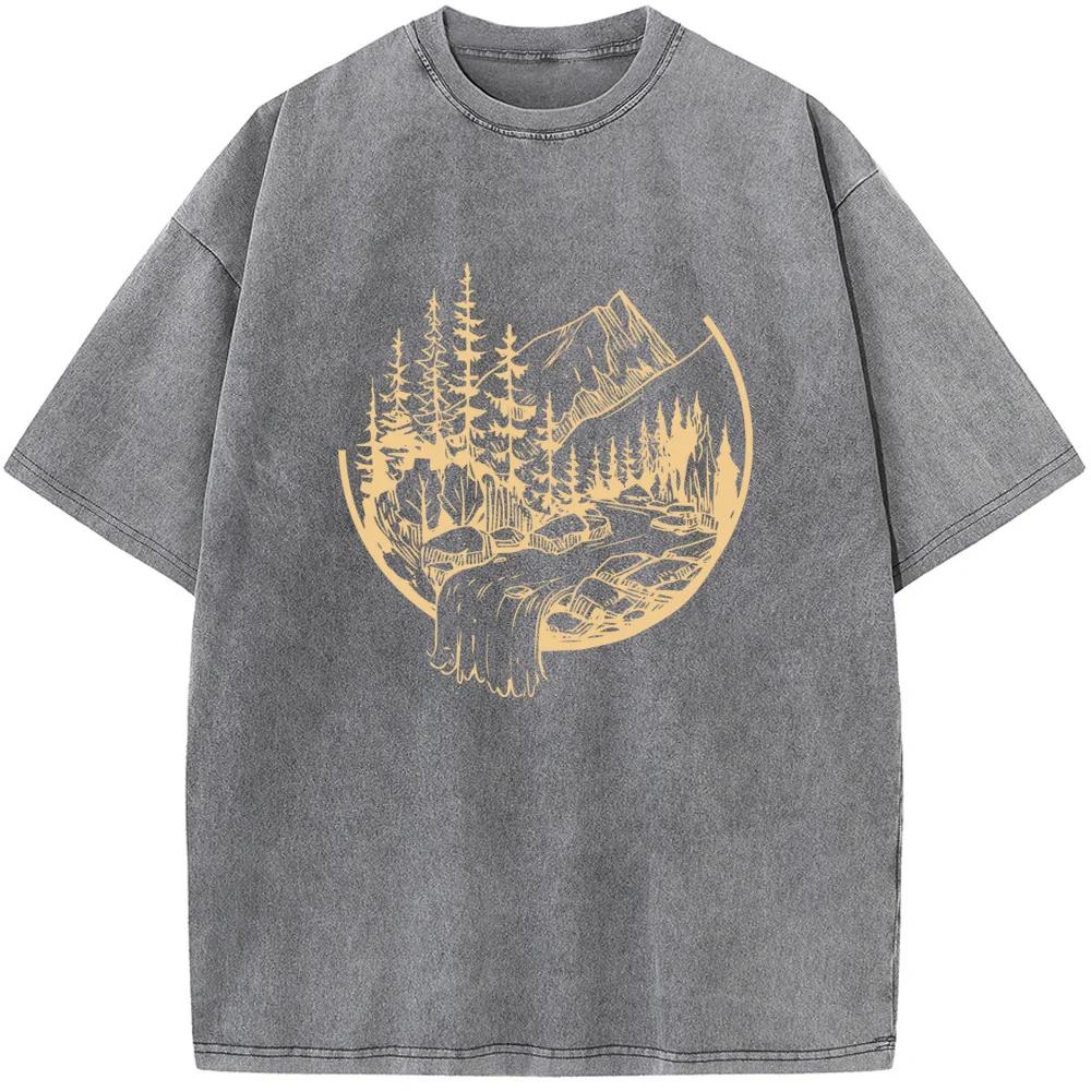 Футболка для мужчин и женщин с принтом «вода на открытом воздухе», хлопковая, забавная, отбеленная, ретро, хип-хоп, отбеленная футболка