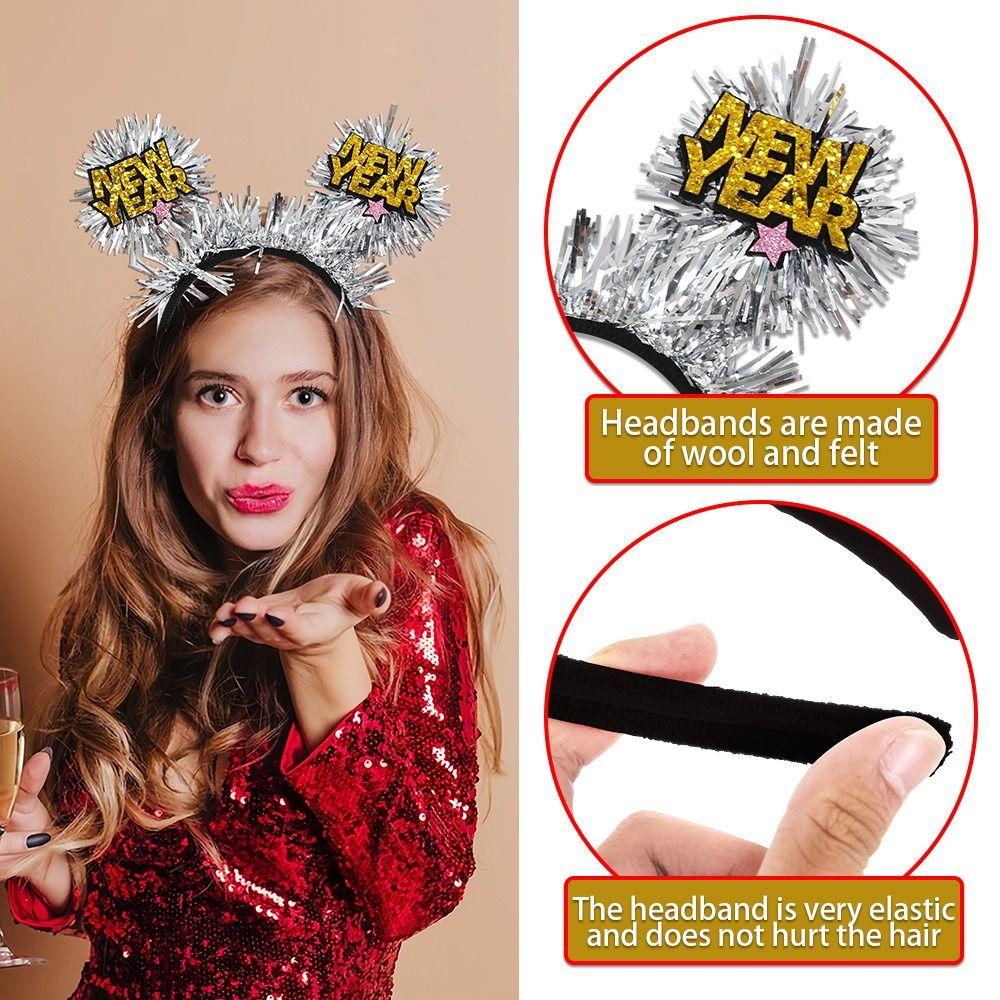 Wear-resistant 2025 New Year Headbands Black Gold Cosplay Headbands Costume Party Accessories
