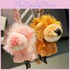 Cute And Pink Brown Sitting Position Nien Lion Plush Toy Pendant Keychain