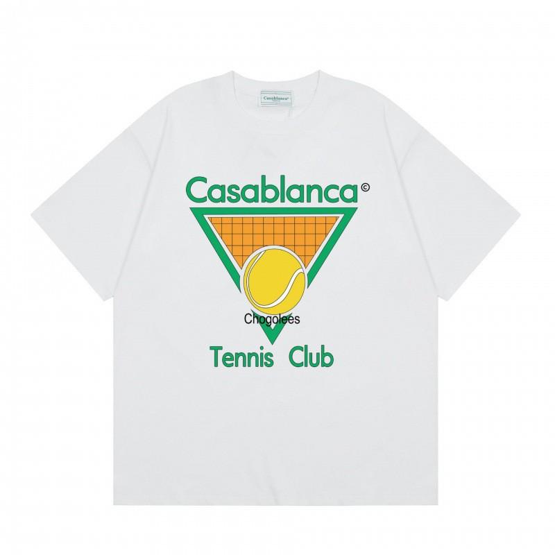 Casablanca Streetwear SS Cotton Short Sleeve T-Shirt Men Women Loose Fit Crew Neck Tee With Letter Print