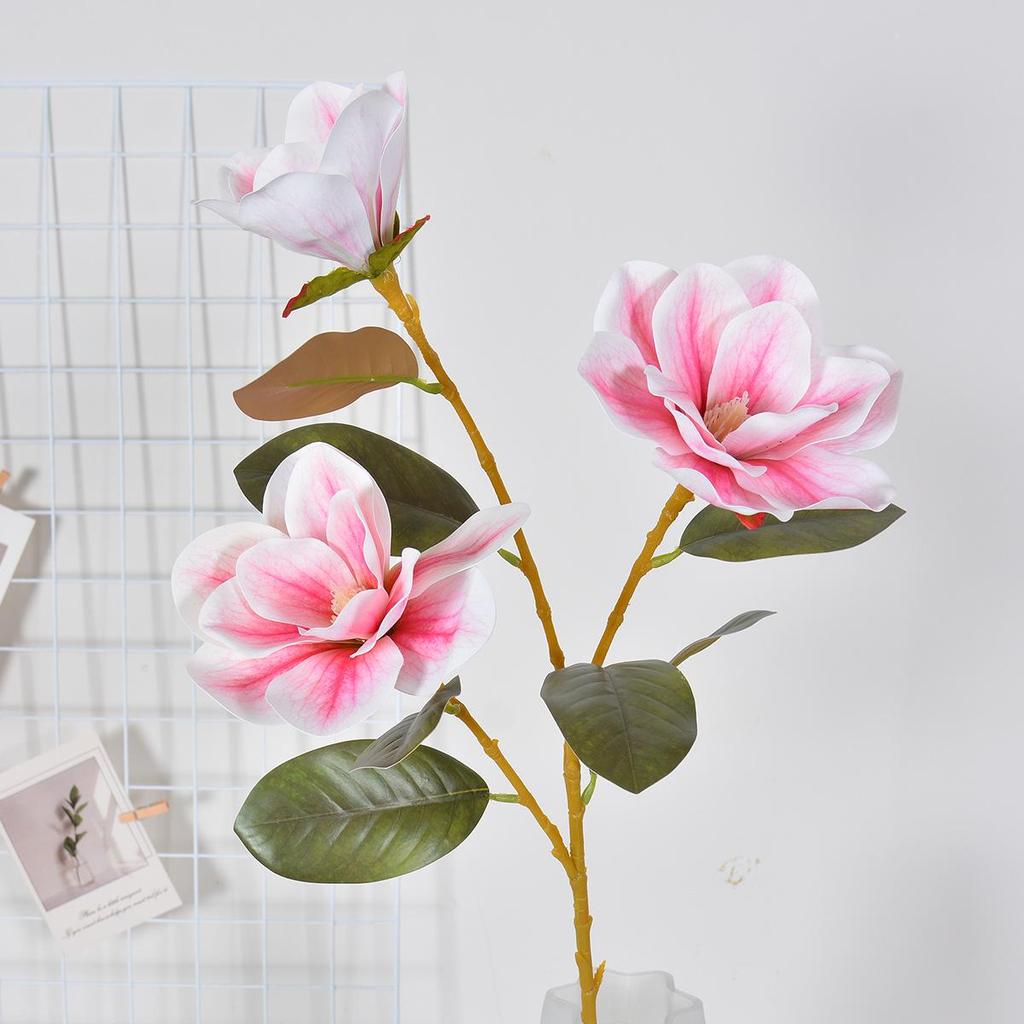 Magnolia Flower Branch for Wedding & Home Decor - 3-Head Style