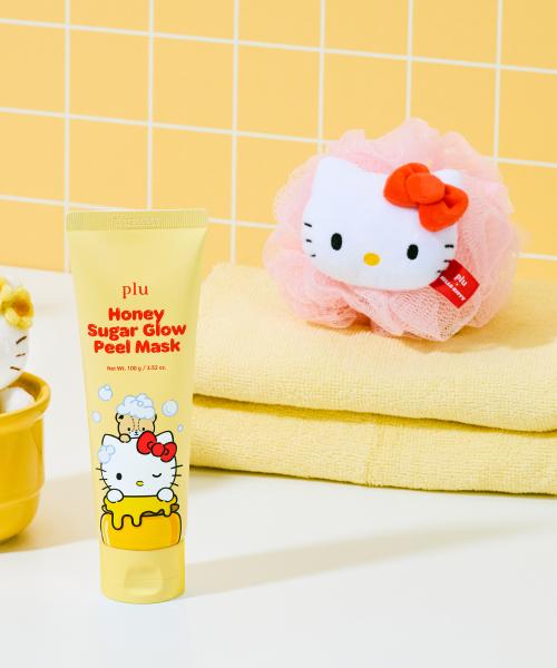 Plu Sanrio Hello Kitty Медово-сахарная сияющая пилинг-маска 100 г + Мочалка