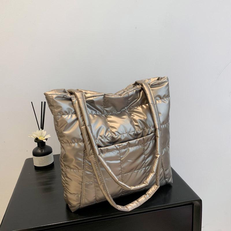 Высококачественная зимняя сумка-тоут большой вместимости, модная стеганая сумка с перьевым наполнителем, женская сумка под мышку, стеганая однотонная сумка через плечо KTB