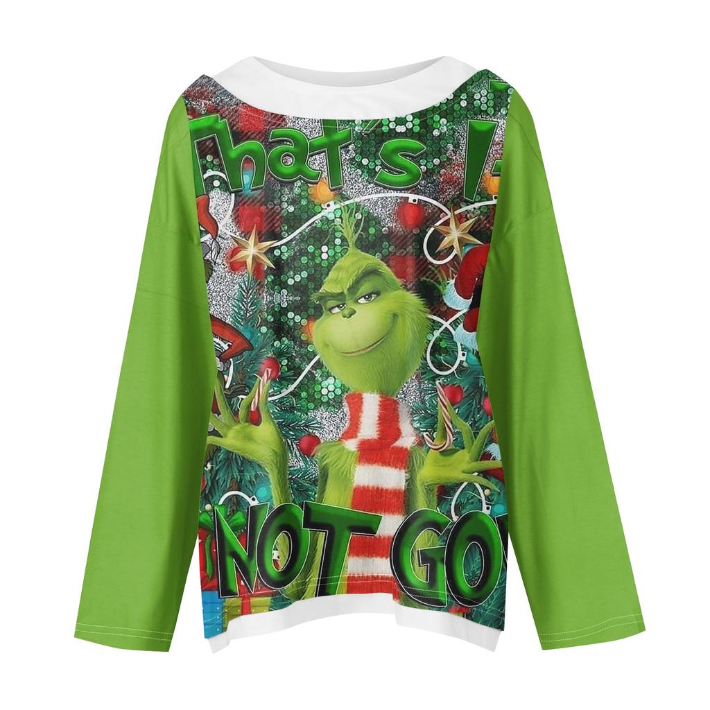 Женская повседневная модная толстовка с длинным рукавом и круглым вырезом с рождественским принтом, многослойный пуловер, топ