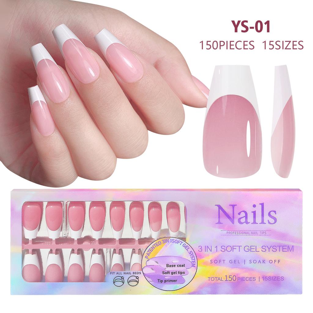 Press On Nails, клей для ногтей в комплекте, бесконечный, французский, очень короткий размер, квадратная форма, в комплекте 150 гвоздей, 2 г клея