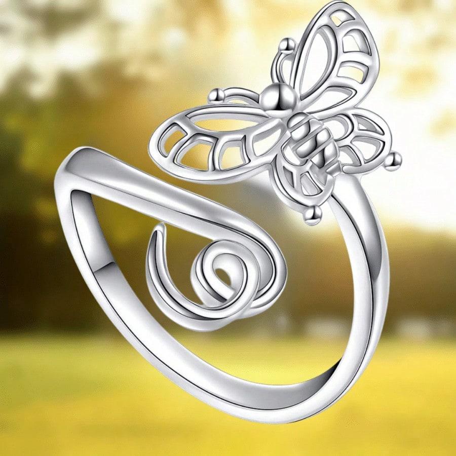 1pcs Lightweight, elegant, luxurious butterfly-shaped open ring Very suitable as an art deco jewelry for women's rings, couple's rings, Mother's Day