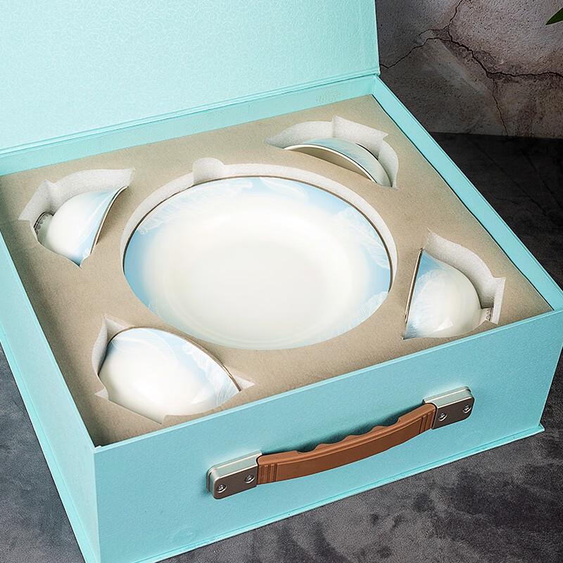 Jingxun 16-Piece White Jade Danqing Ceramic Dinnerware Set