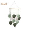 Boho Wall Decor Large Macrame Handmade Yarn Woven Wall Art Leaf Tapestry Wall Hanging With Faux Feathers For Home Decor
