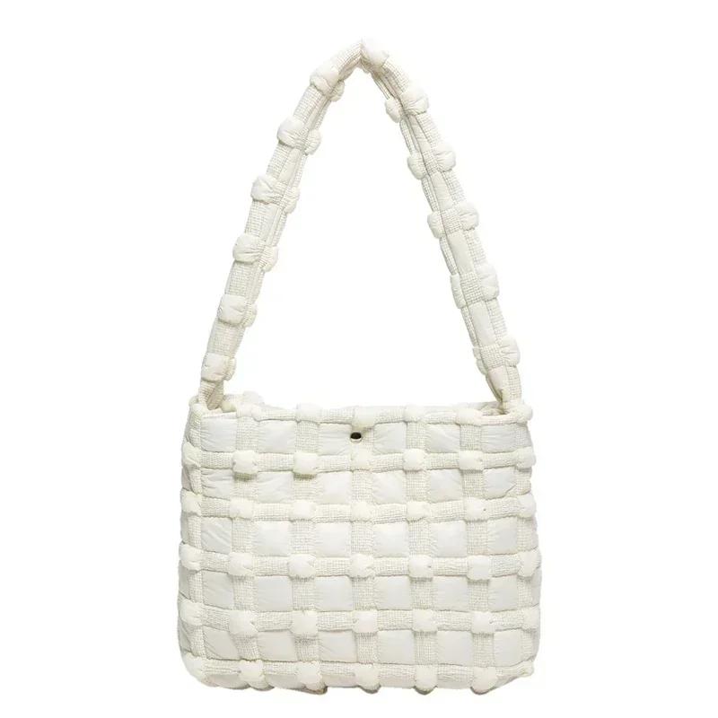 Повседневные квадратные сумки через плечо из цельного клетчатого нейлона большой вместимости, высококачественные новые стили сумок для женщин