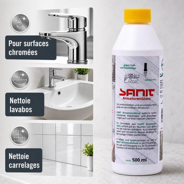 Nettoyant robinetterie 500ml, anti calcaire, nettoyant salle de bain