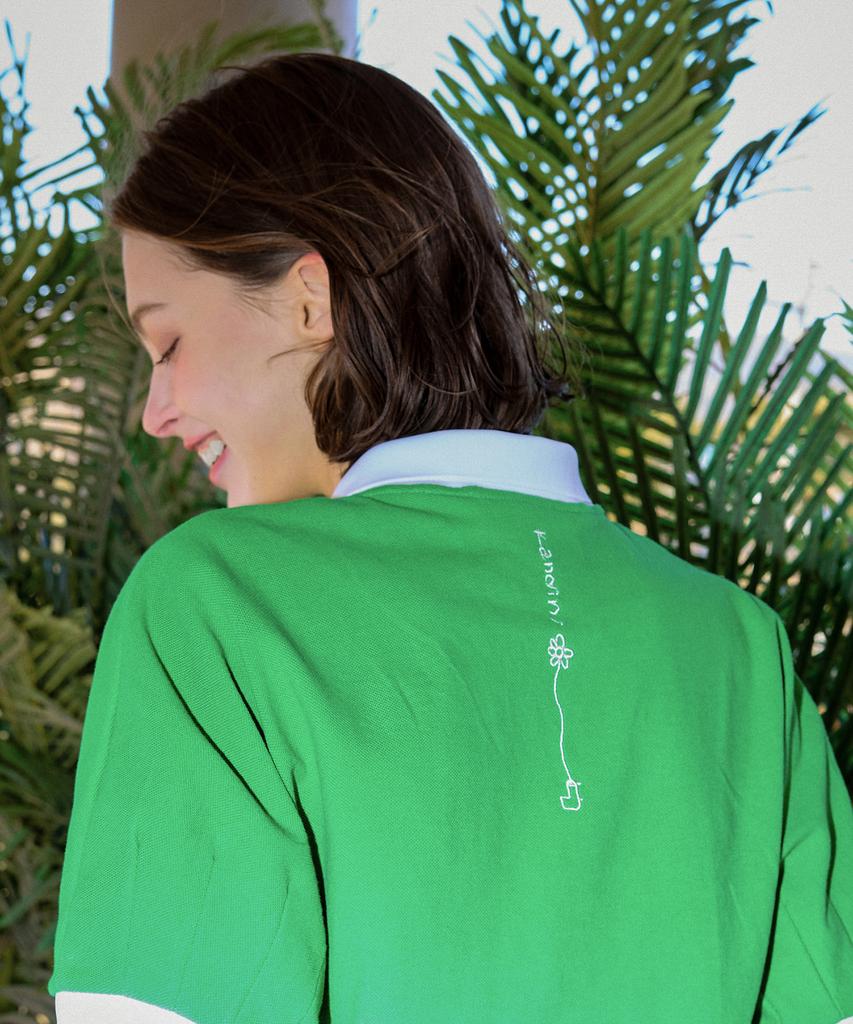 KANDINI Green Vivid Raglan Polo Shirt