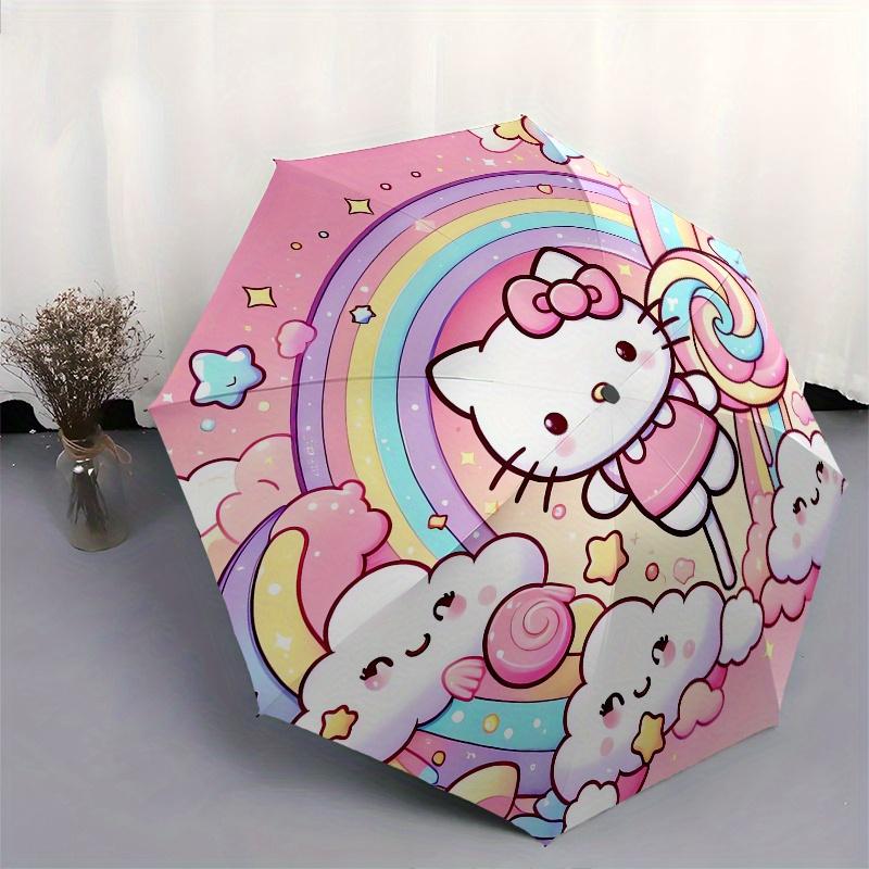 Hello Kitty,Rainbow Fantasy Automatic Umbrella-Foldable, Durable 8-Bone Design, Compact and Stylish, Great for Camping, Halloween, Christmas