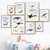 Черепаха Белуга, Морж, Пингвин, Тюлень, Косатка, настенная живопись, холст, картина, плакат на скандинавскую тему, настенные панно, декор для детской комнаты