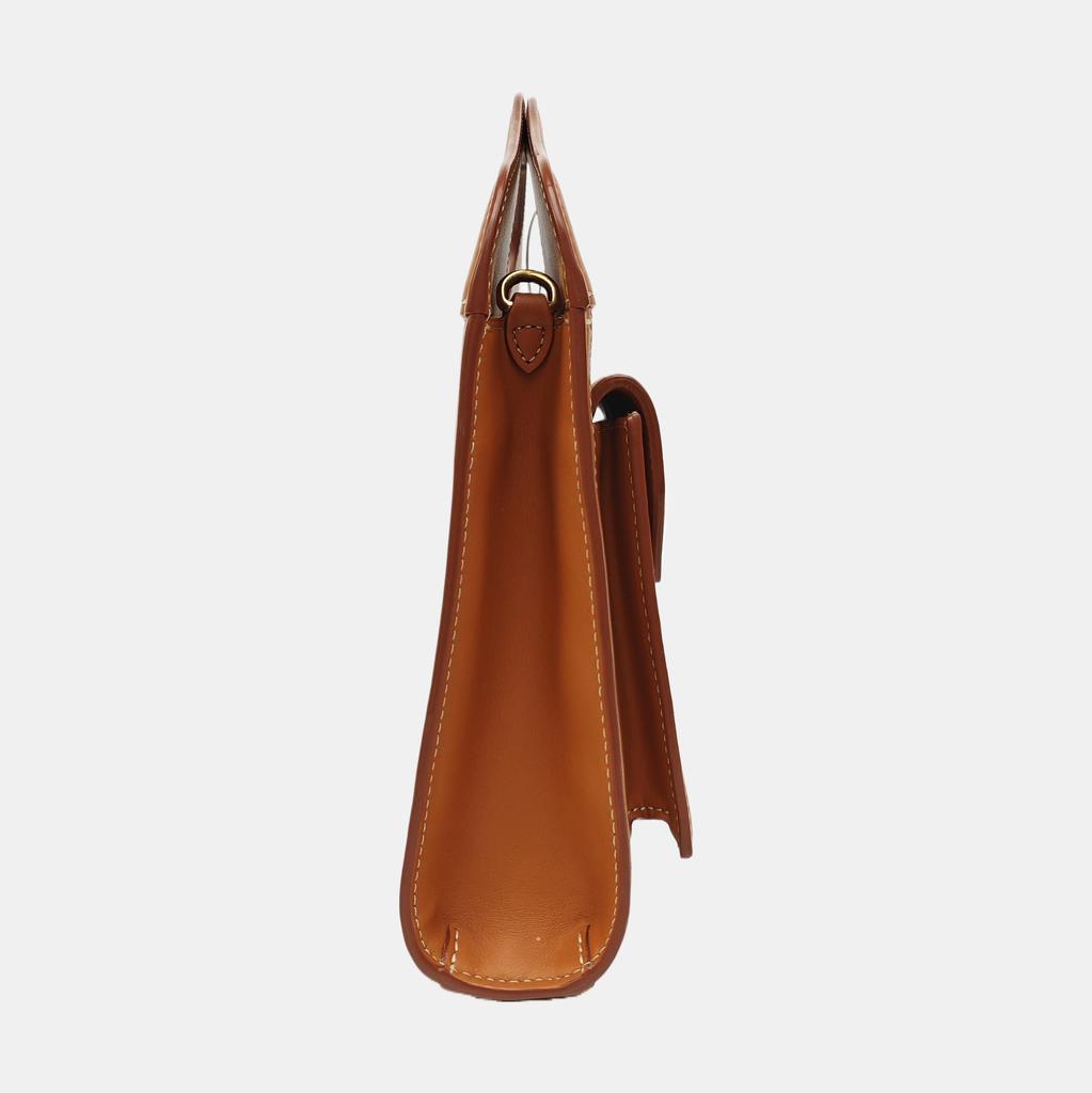 [Pre-Owned] Pocket Bag Two-Tone Canvas And Leather With Detachable Adjustable Shoulder Strap Mini Handbag - Very Good #1XFJZRL