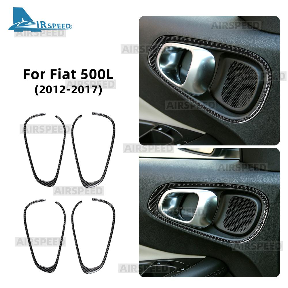 Real Soft Carbon Fiber Sticker For Fiat 500L 2012 2013 2014 2015 2016 2017 Door Handle Window Lift Speedometer Steering Wheel