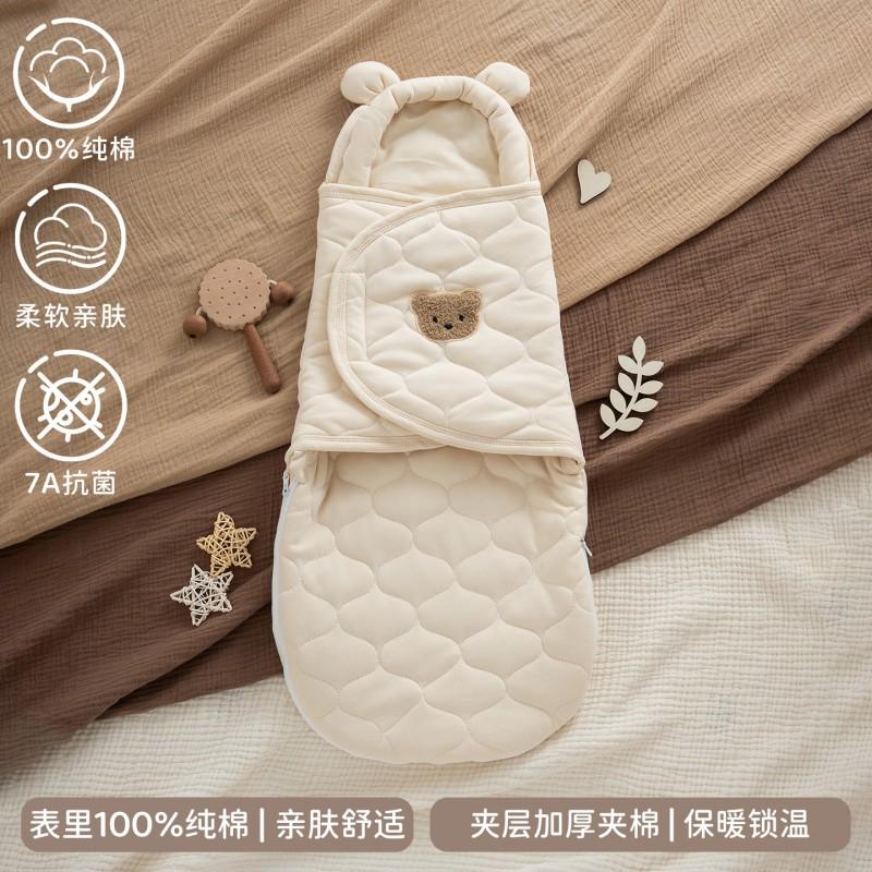 Baby Winter Sleeping Bag Newborn Swaddle Wrap Cotton Fleece Anti-Startle Infant Blanket