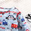 Newborn Baby Boy Cartoon Vehicle Print Long Sleeve Romper