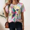 Summer Women's T Shirt Bird Print Casual Short Sleeve 3d T-Shirt Fashion Streetwear Crew Neck Pullover Female Oversized Clothing