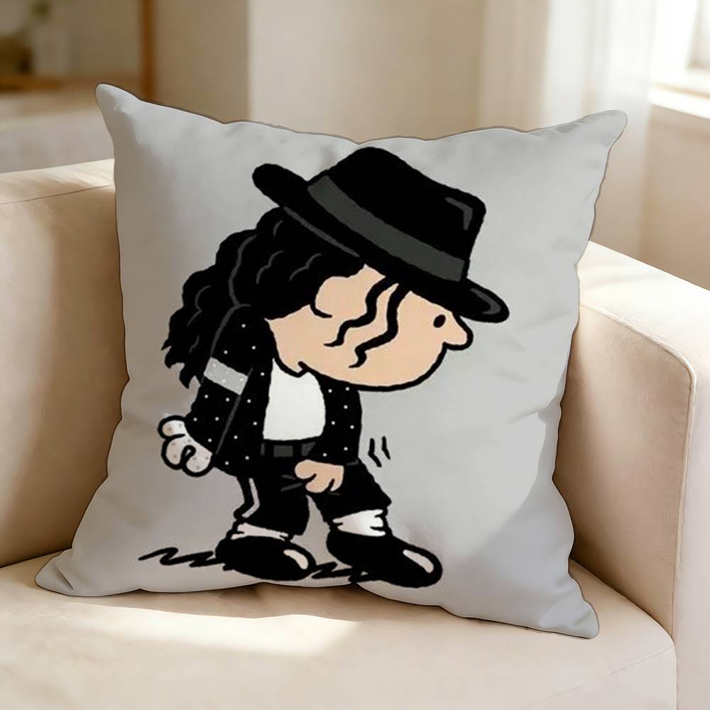 MMichael Jackson Cute Chibi Square DoubleSided printed Pillow Case Bedroom Bedside Pillow Sofa Cushion Cover