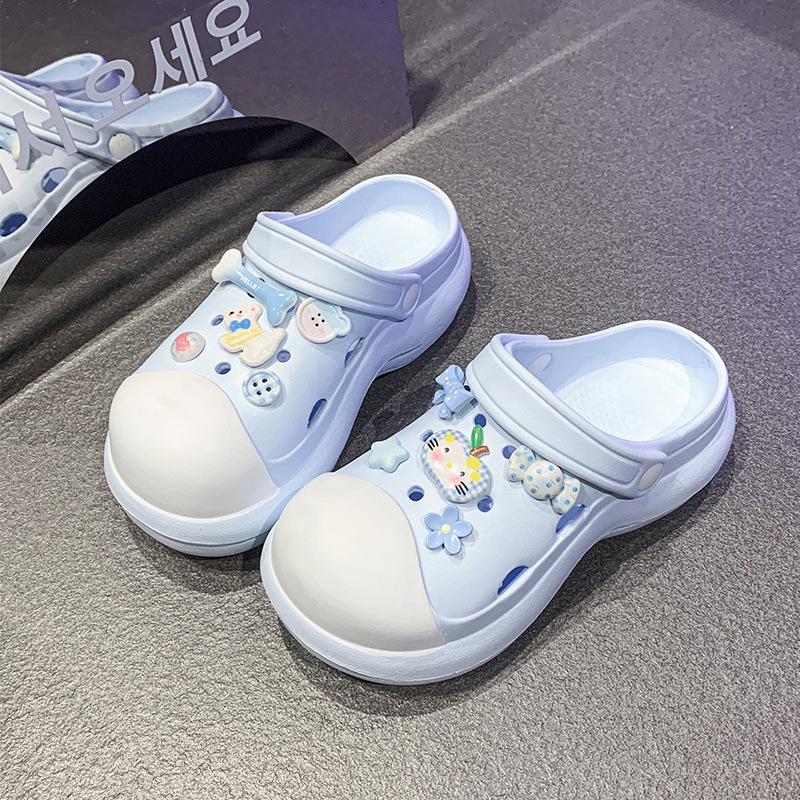 Новые женские туфли с отверстиями на толстой подошве 2025 года для ношения летом, чтобы увеличить рост, нескользящие, дезодорирующие, рабочие крутые тапочки для женщин