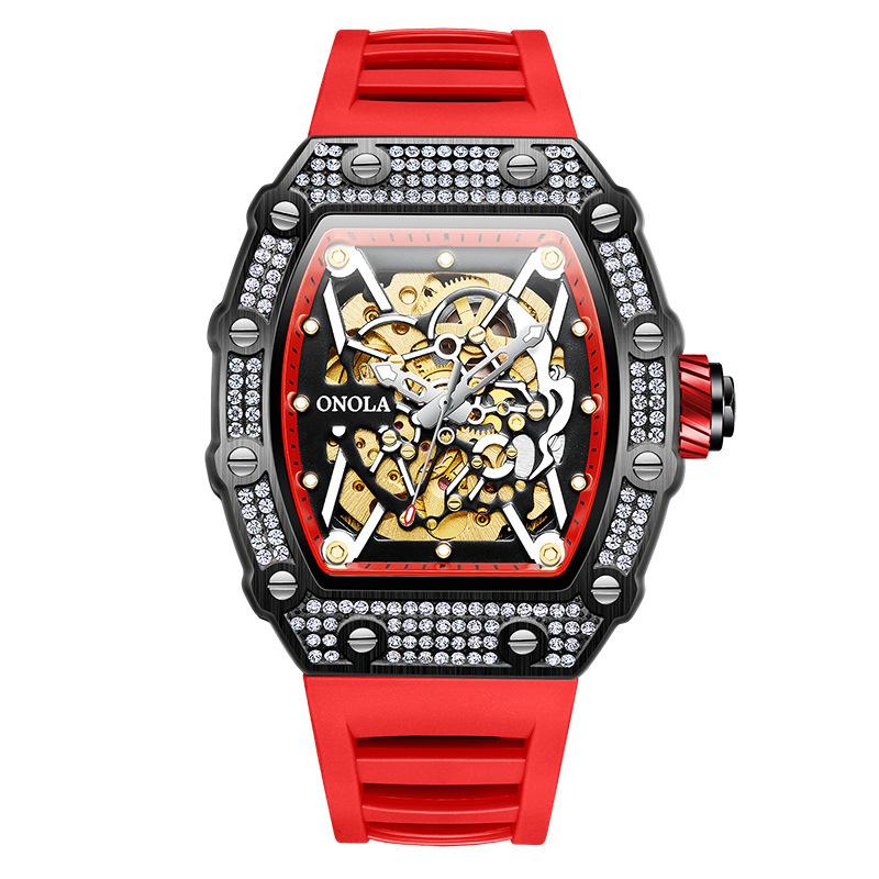 Модные ON3829D ONOLA полностью автоматические роботизированные часы мужские силиконовые водонепроницаемые механические часы