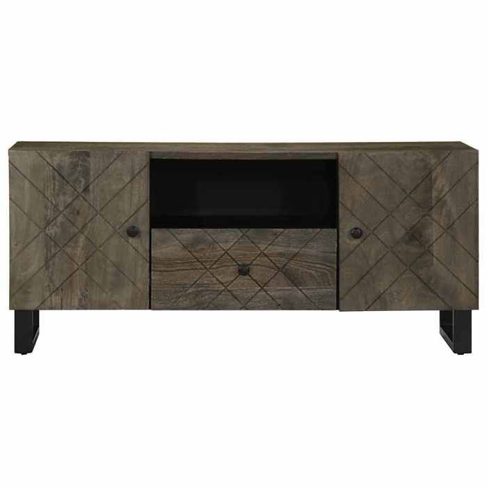 VidaXL Meuble TV noir 105x33x46 cm bois massif de manguier, banc TV, meuble télé, meuble multimédia, buffet TV, meuble hifi, 4017698