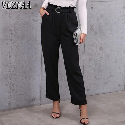 Женские модные повседневные однотонные брюки с высокой талией и принтом, брюки и капри