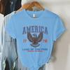 Модные летние футболки с флагом США Америка 1776 Футболка с коротким рукавом 4 июля Винтажные футболки Мужские Женские Повседневные Топы Футболки на 4 июля