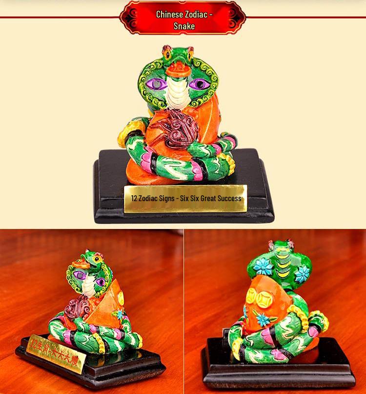 Керамический набор со знаками Зодиака - 12 глиняных скульптур-украшений: Крыса, Бык, Тигр, Кролик, Дракон, Змея, Лошадь, Обезьяна, Благоприятные Талисманы