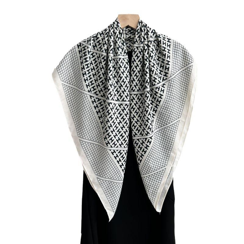 Autumn and winter new H letter printed bag head scarf women's multi-functional shawl imitation cashmere texture thin fashion scarf