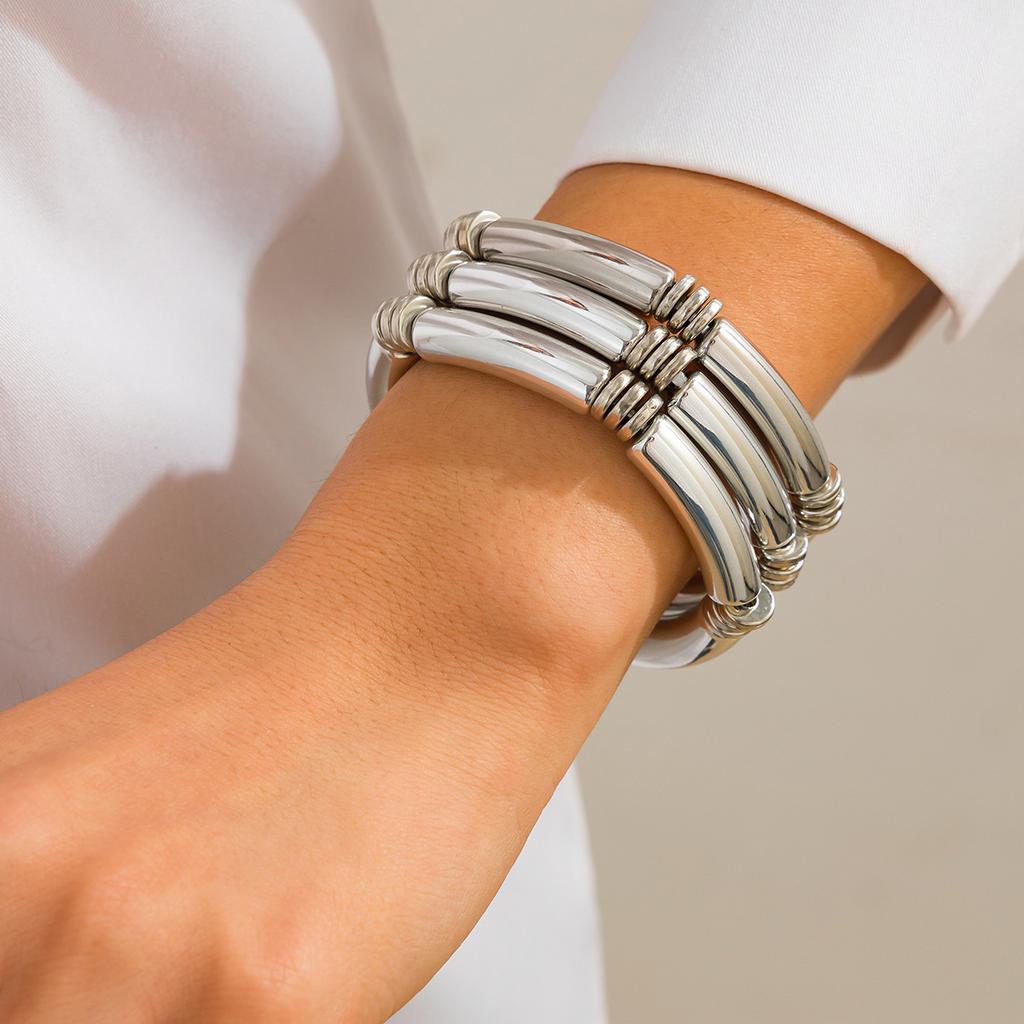 Винтажный набор браслетов на локоть с бусинами, геометрический браслет с индивидуальностью холодного ветра, ювелирные изделия