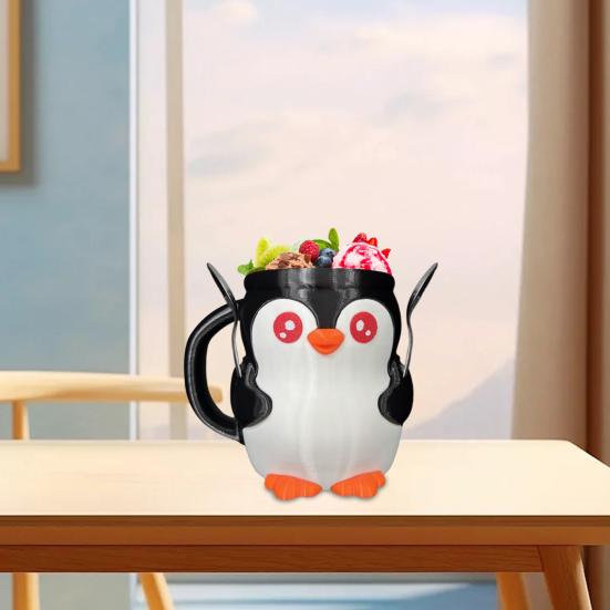 Держатель для пинты мороженого, 3D-печать, Пингвин, Уют для пинты мороженого с ручкой и ложкой, Непромокаемый уют для эскимо, Рукав для стакана/банки для пива