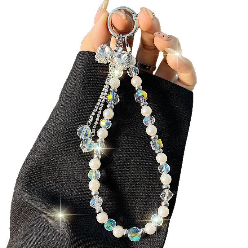 Light Luxury Rhinestone Bowknot Phone Chain Red Phone Strap Tassel Crystal Handheld Chain Versatile Accessory