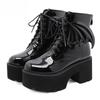 New Fashion Angel Wing Ankle Boots High Heels Patent Leather Womens Platform Boots Punk Gothic Sexy Model Shoes Prefect