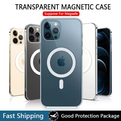 Ультрапрозрачный чехол Magsafing с магнитным кругом для IPhone 12 11 13 Pro Max Mini XS XR X 8 Plus 2 SE I Phone 10 Macsafe Cover