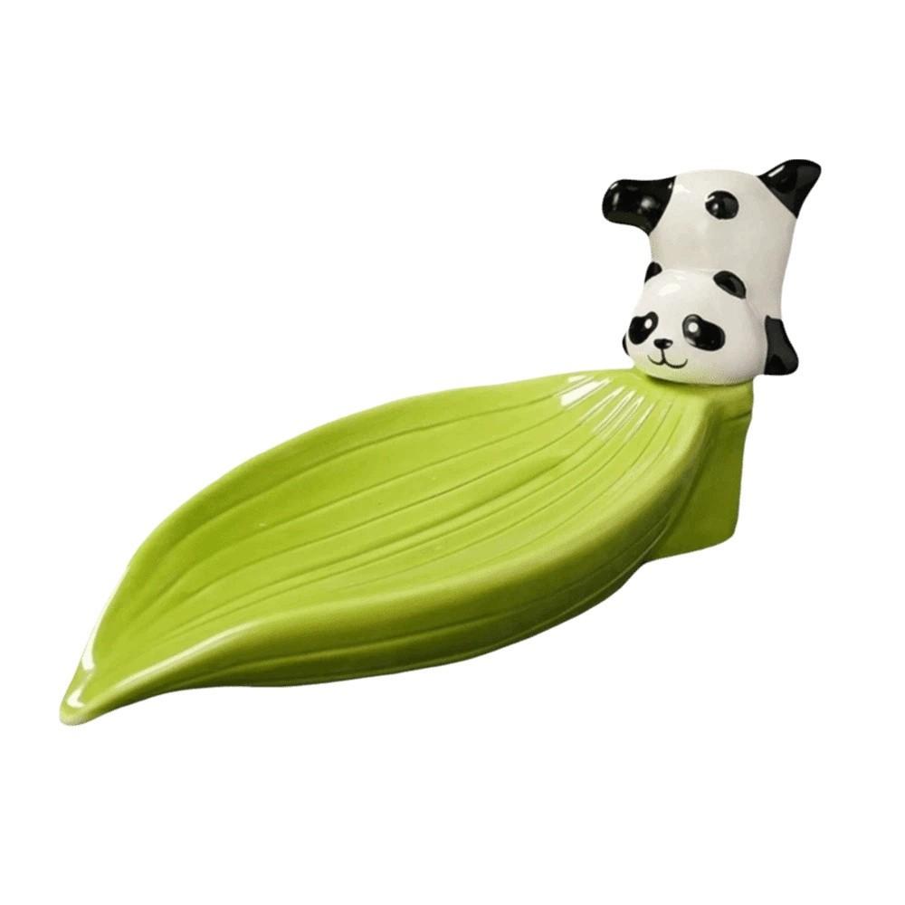 Bamboo Self Draining Soap Holder Cute Soap Rack No Punching Panda Soap Dish  Counter Tray