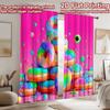 2D flat printing 2pcs Party Curtains Colorful Donuts Stack Digital Printed Polyester Drapes Seasonal Party & Holiday Decor for