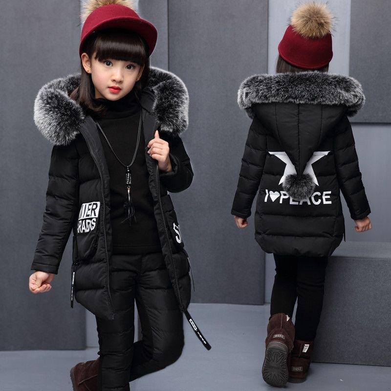 Girls' Winter Thickened Velvet Fashion Three Piece Suit