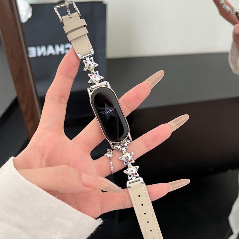 Роскошный кожаный ремешок-бабочка для Xiaomi Mi Band 9 8, ремешок для умных часов Mi Band 8 9 Pro, спортивный браслет, сменный красный ремешок для часов mi watch 4